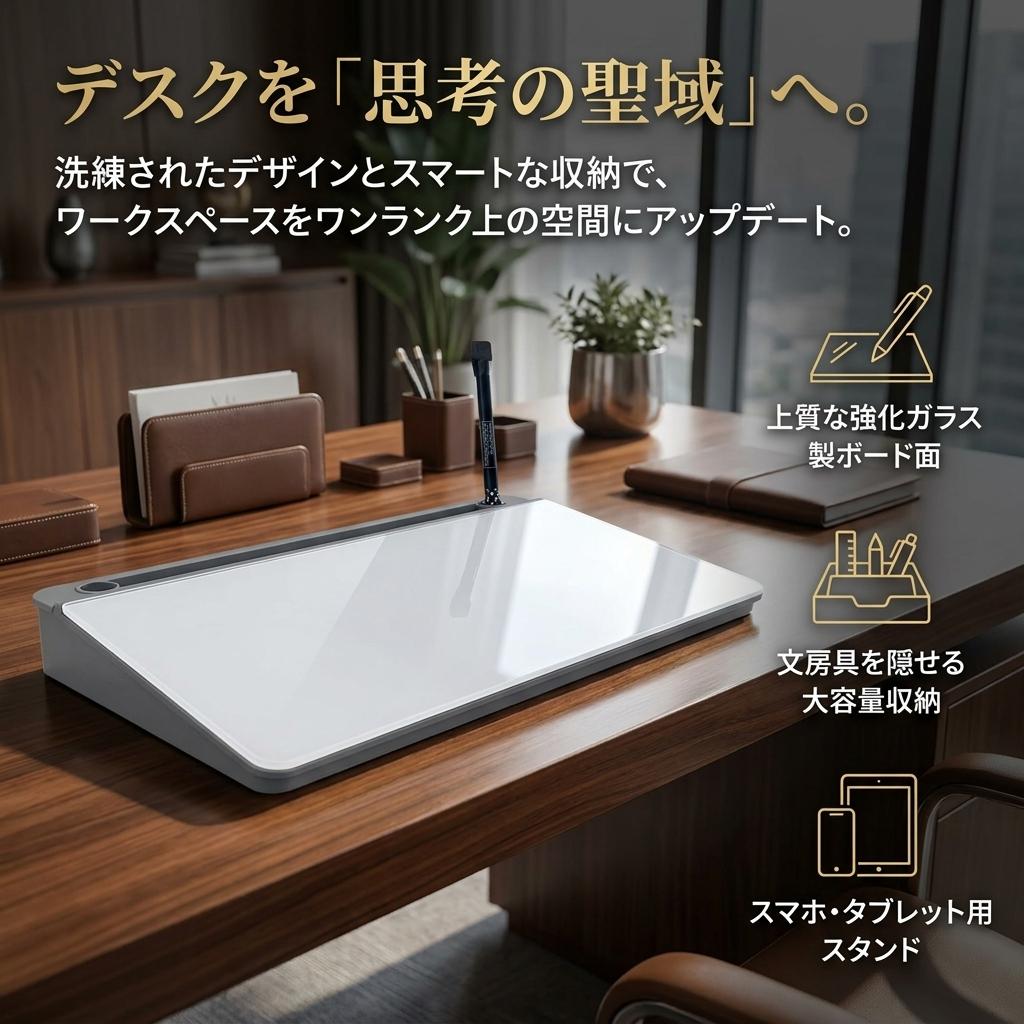 仕事がはかどる デスクトップホワイトボード｜モニター下収納付き ToDoメモボード